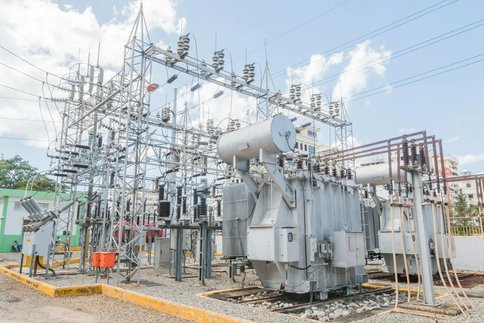 High voltage substation with power transformers, switchgear and insulators supplied for electrical infrastructure projects