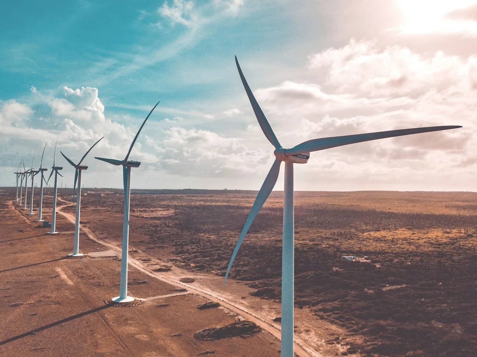 Wind turbines on a wind farm